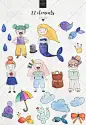 【PNG】(童趣水彩手绘风,小女孩冒险记水彩插图系列PNG免抠+配套背景素材包)(325M)
