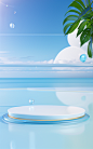 00167-2044926163-(masterpiece,bestquality_1.3),(nohuman),Comfortablenaturallight,3drendering,8K,Glass table,3D scene,A Clear Sky, metalball,water