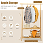Gymax Bamboo Garment Rack Clothes Hanging Rack w/2-Tier Storage Shelf Entryway Bedroom - Walmart.com