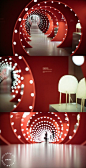 The TUNNEL OF LIGHT installation by Ferruccio Laviani at Foscarini Spazio Brera. Kurage table lamp by Japanese studio Nendo with Italian designer Luca Nichetto for Foscarini.