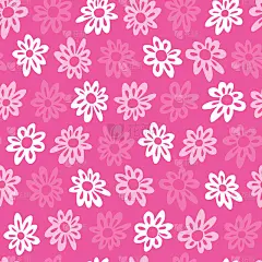 向量行粉红色剪出雏菊花重复模式。适用于纺织品、礼品包装、壁纸。