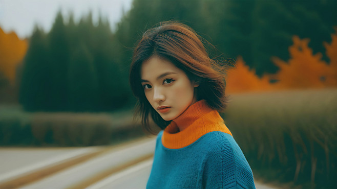 6K短发毛衣女孩