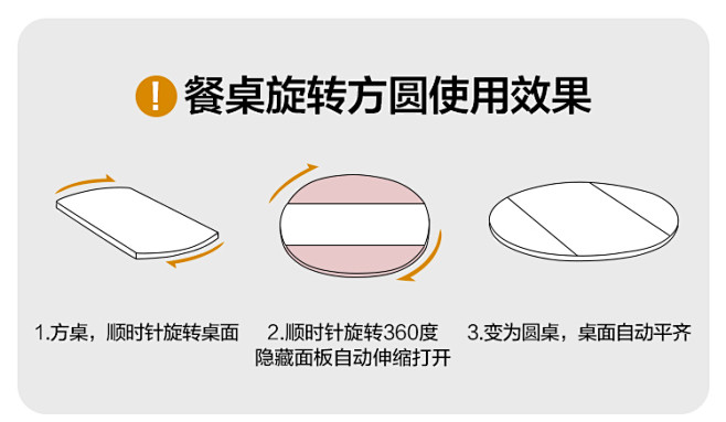 狄普可伸缩岩板餐桌椅奶油风旋转桌圆形小户...
