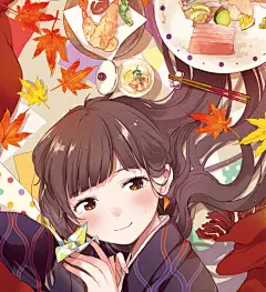 秋曰物语 千纸鹤 少女 枫叶