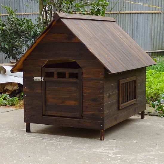 实木防腐炭化木制中小大型犬狗屋狗窝狗笼狗...