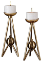 Uttermost Andar Coffe Bronze Candleholders, Set of 2 contemporary-candleholders