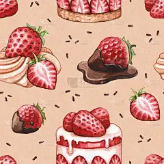 图案与草莓蛋糕插图