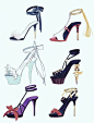 #绘画参考资料#  一组女性鞋子绘画参考！漂亮的高跟鞋~ ​​​​