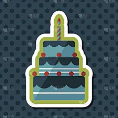 生日蛋糕与长影子的扁平图标，eps10