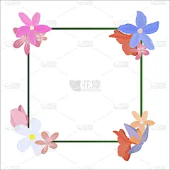 热带花卉周围的白色框架复制空间