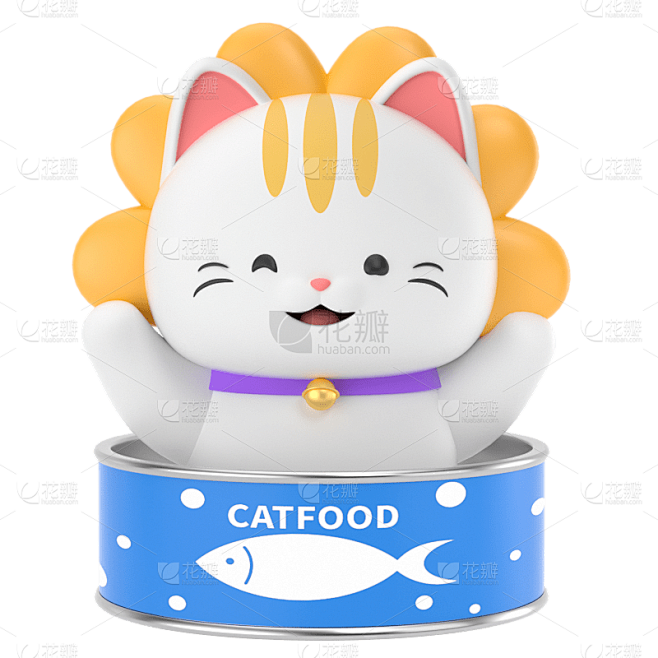 C4D宠物罐头插画元素贴纸6