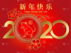 2020,春节,传统,贺卡,新年前夕,云,十二生肖,简单,动物,背景