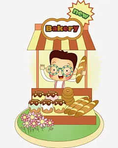 面包和甜品摊高清素材 手绘 插画 甜品 生意 面包 食物 免抠png 设计图片 免费下载