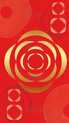 潮国创意红金新年贺卡新年纹理底纹6元旦春节