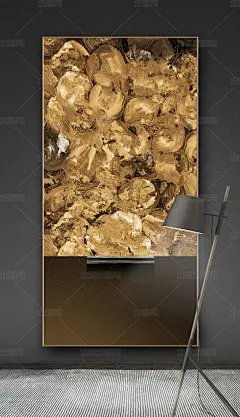 现代轻奢抽象褐色肌理手绘油画玄关装饰画