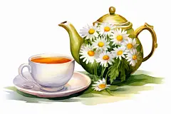 菊花茶二十四节气霜降插画图片