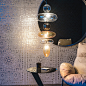 baban | lamps : baban | lamps - Ceiling lamp with black chrome steel frame (06). Lampshade in transparent, smoked and orange borosilicate glass. Bulb included.
