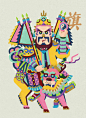 Double Magic : Try to use the new geometry language and color to redraw the elements in the China New Year picture