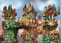 手绘装饰画  - 源文件下载【酷图网】手绘,装饰画,壁画,墙纸,挂画,装饰品,透视感,房子,城市,建筑,梦幻,童话世界,绚丽多彩,插画,全屋定制,梦幻联动,风格独特,浪漫,绘画创意,创作,设计图,服装印刷,广告