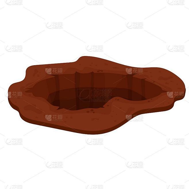 洞，坑在地面卡通风格孤立在白色背景股票矢量插图。地下入口，神秘废墟，大巢穴。设计元素，ui资产。