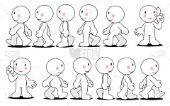 姿势/动作，行走的白色角色
