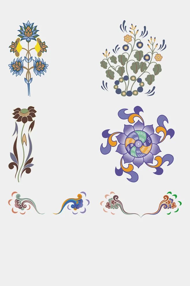 手绘画敦煌文化花纹免抠元素素材-花瓣网