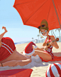 Christmas in the Sand, Mauricio Abril : A beachy pin-up illustration inspired by the song of the same name by Colbie Caillat