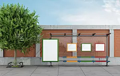 Bus stop in a urban street