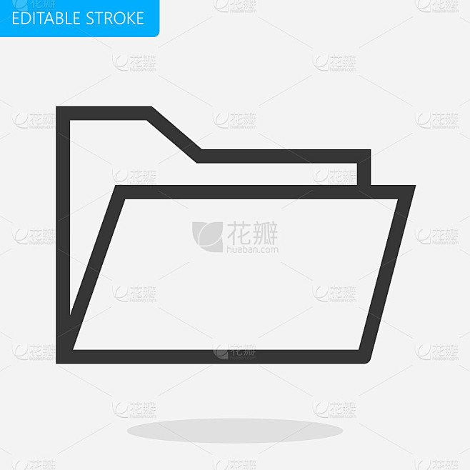 线条文件夹图标矢量可编辑的描边。像素完美