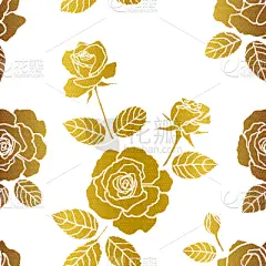 玫瑰,四方连续纹样,金色,菜园,季节,春天,纸,黄金,纺织品,式样