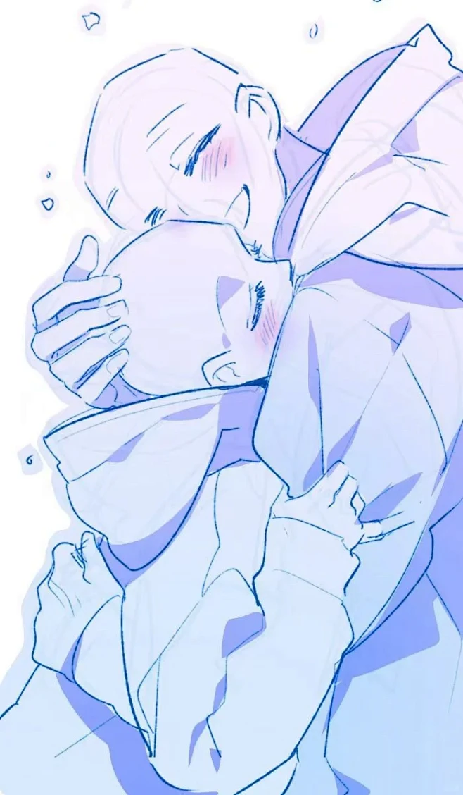 「绘画素材」——双人抱抱模版，超有氛围感...