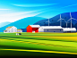 agriculture cow farm farming hills house ILLUSTRATION  Landscape Nature windmill