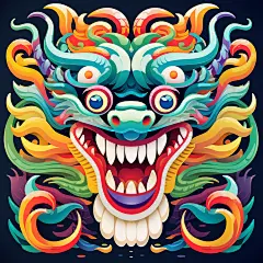 AI图数字艺术图龙元素素材图AI图