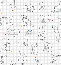 进行中,猫,正方形,纸,可爱的,华丽的,床单,壁纸,数码图形,绘制