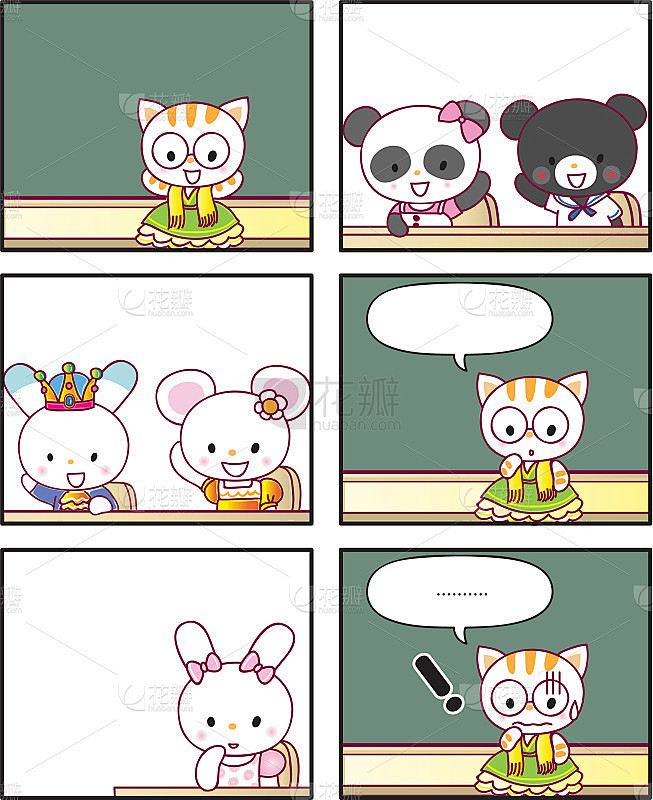 矢量卡通兔子公主漫画故事