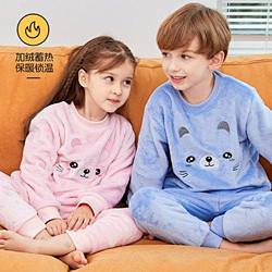 法兰绒儿童睡衣秋冬季加厚加绒男童女童冬款...