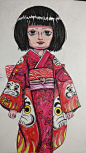 受红辣椒的电影的喜爱。所创作的带有日本元素的绘画