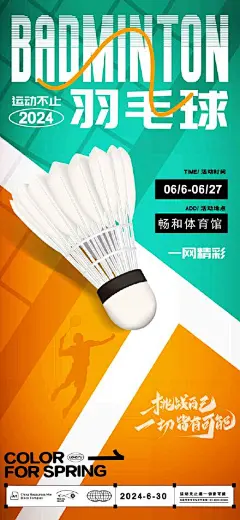 创意大气简约羽毛球运动海报