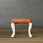法式新古典欧洲进口白榉木家具 进口头层牛皮橘色梳妆凳 - 家具 饰丽—软装设计和室内设计师的资料库
