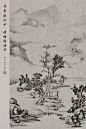 仿古山水画《东山野亭图》