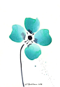 Abstract Watercolor Flower Art Print: Aqua Loves Indigo