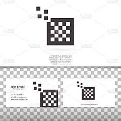 艺术插图创意名片模板。公司最小商务名片与字母。