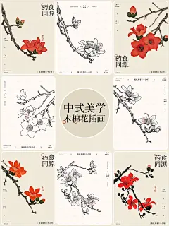 中式美学丨国风手绘木棉攀枝花【药食同源】 - 小红书