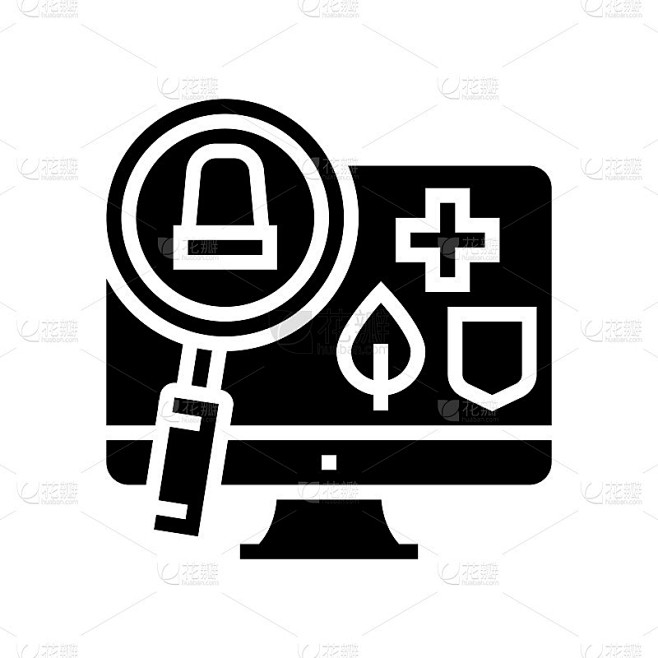 监控和信息检索字形图标矢量插图