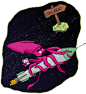 The splash screen's squid riding a rocket towards concurrency