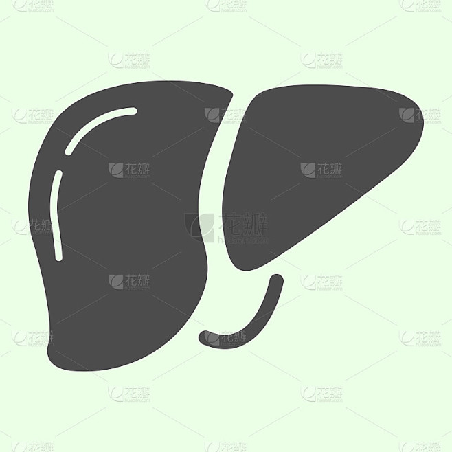 肝脏坚实的图标。人体肝体器官字形象形文字白底。解剖和器官标志的移动概念和网页设计。矢量图形。