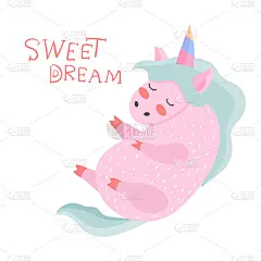 独角兽。神奇的。真的。粉红色的。儿童的，用于印刷在卡片和衣服上。