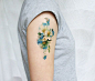 vintage blue and white floral temporary tattoo