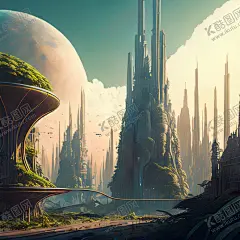 未来城市 【酷图网】未来城市,生态城市,高楼,呼吸的城市,未来科技,森林城市,插画