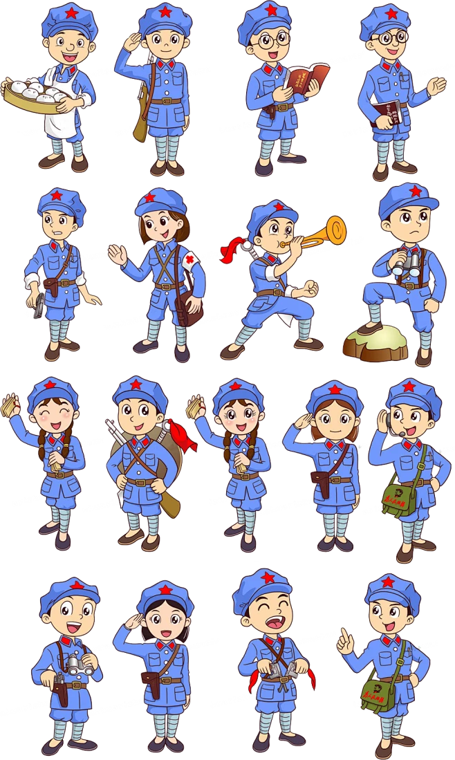 卡通红军插画军人士兵人物png透明素材